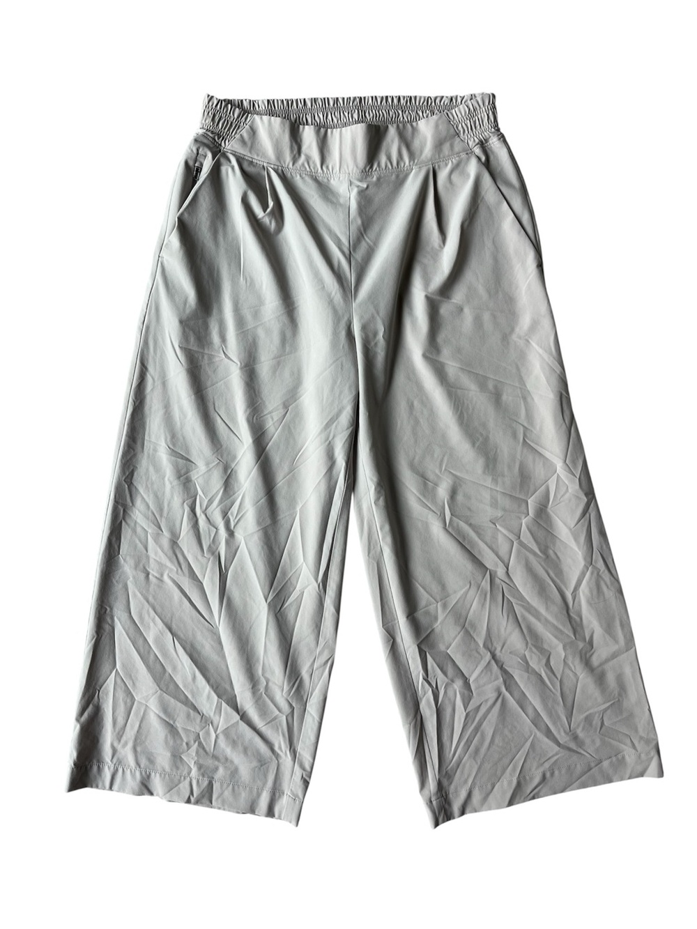 ATHLETA BROOKLYN WIDE LEG CROP LEGGINGS TAN WOMENS SIZE 8